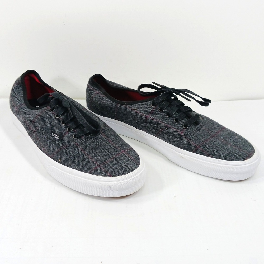Vans Authentic Grey Herringbone Plaid Low Top Sneakers Mens 11.5 721454